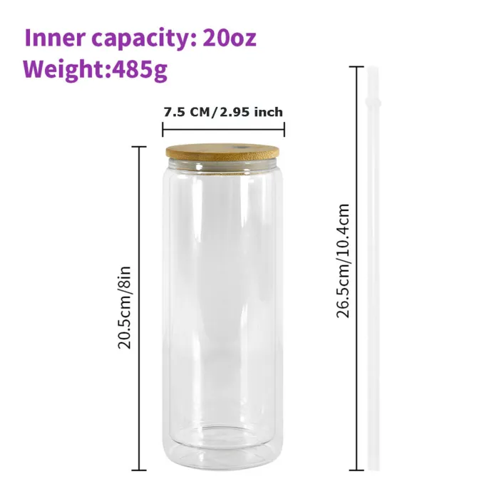 25oz Snow Globe Pre Drilled Sublimation Glass Can with Wooden Lids 25Pack USA Warehouse