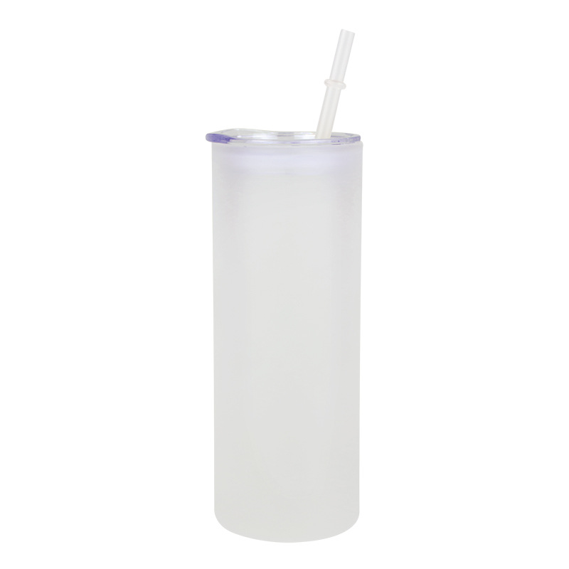 25oz Blank Sublimation Clear Frosted Skinny Glass Can With Bamboo Plastic Lids 25Pack China Warehouse