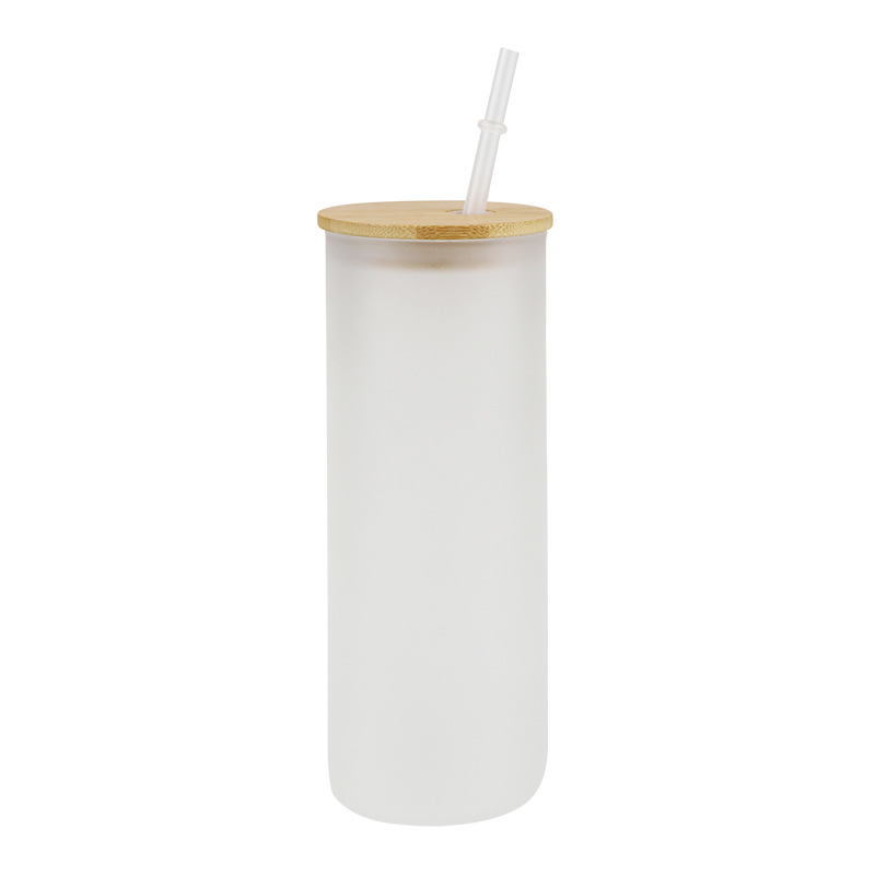 25oz Blank Sublimation Clear Frosted Skinny Glass Can With Bamboo Plastic Lids 25Pack China Warehouse