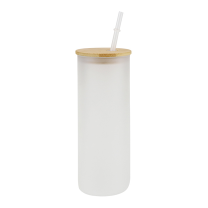 25oz Blank Sublimation Clear Frosted Skinny Glass Can With Bamboo Plastic Lids 25Pack China Warehouse