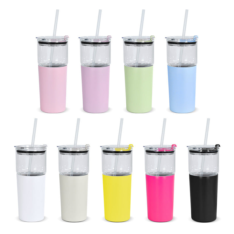 2 in one Split Cups 25oz Glass Cups and 15oz Stainless Steel Tumblers Set 20Pack China Warehouse