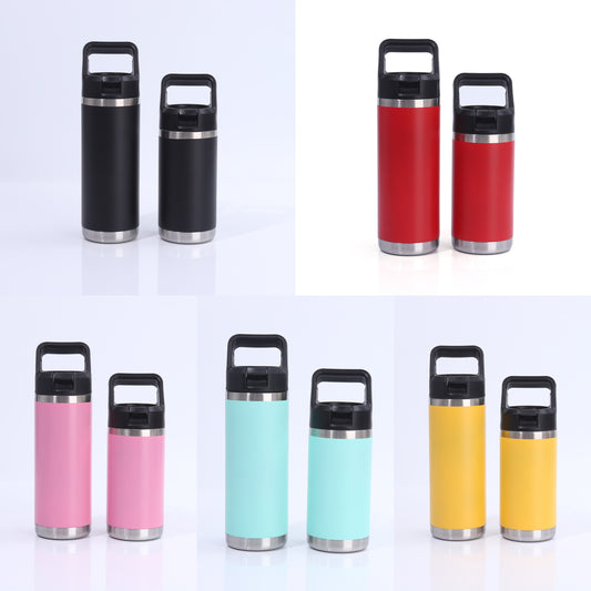 12oz 18oz Kids Outdoor Power Coated Flip Straw Tumblers with Handle for Laser Engraved 25 Pack China Warehouse