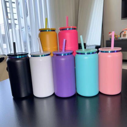 16oz Rainbow Plated Stainless Steel Can for Laser Engraving 25Pack USA Warehouse