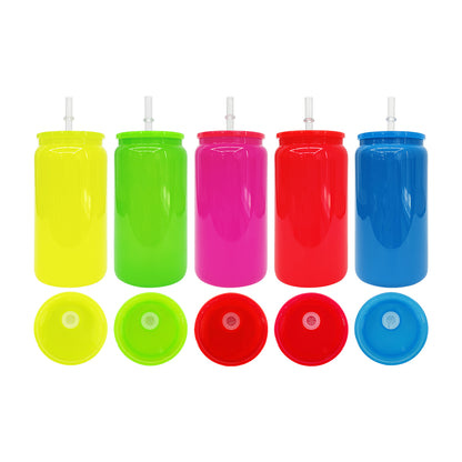 25 Pack 50 Pack USA Warehouse 16oz Neon Glass Can For Sublimation And UV DTF Wraps