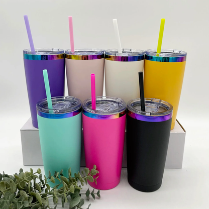 Men 20oz Rainbow Plated Powder Coating Car Tumblers for Laser Engraving 25Pack USA Warehouse