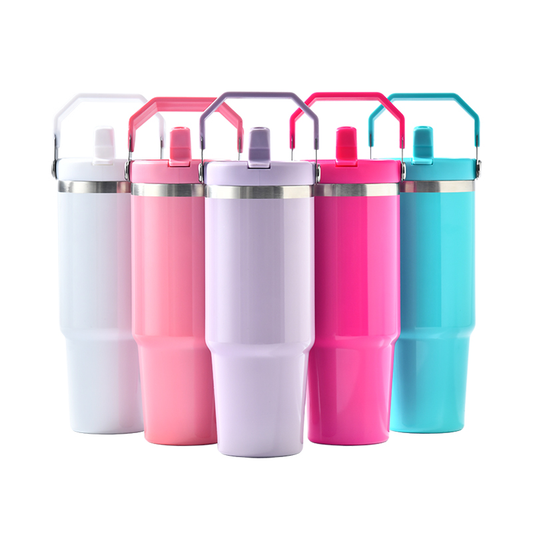 30oz Glossy Color Flip Straw Water Bottles for Blank Sublimation 25Pack China Warehouse