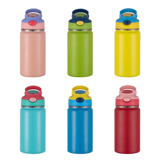 Kids 12oz Powder Coated Tumblers with Colorful Bounce Lids Double Vacumn Water Bottles for Laser Engraving 25Pack China