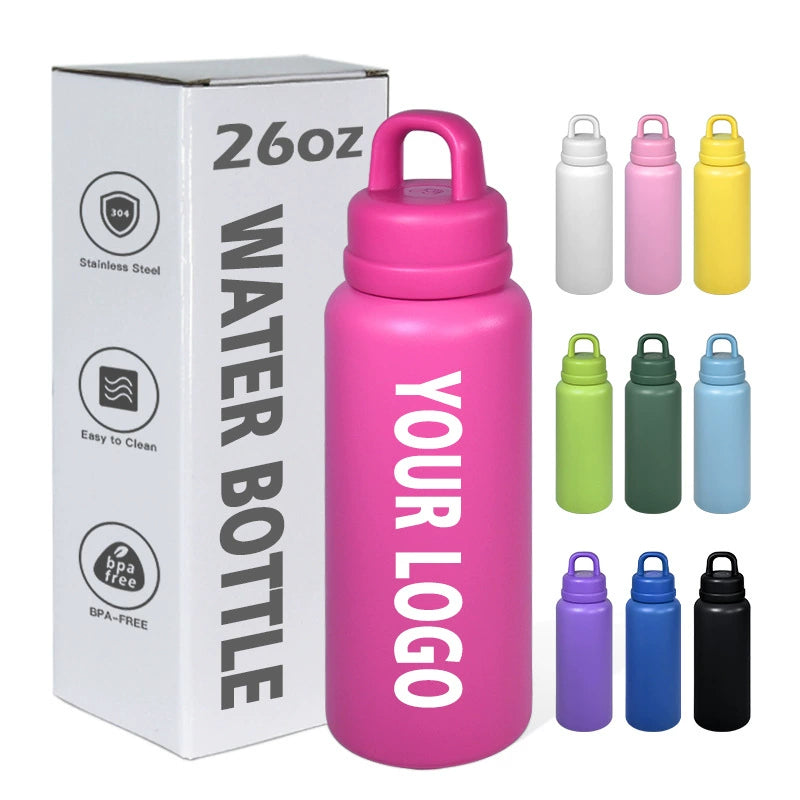 25Pack Outdoor 26oz Press To Open The Lids Powder Coated Stainless Steel Water Bottles for Laser Engraved