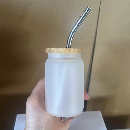 3.5oz Cute Mini Blank Sublimation Clear&Frosted Glass Shot Can 50pack USA Warehouse