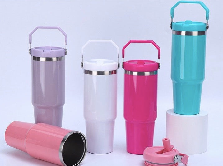 30oz Glossy Color Flip Straw Water Bottles for Blank Sublimation 25Pack China Warehouse