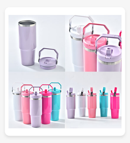 30oz Glossy Color Flip Straw Water Bottles for Blank Sublimation 25Pack China Warehouse