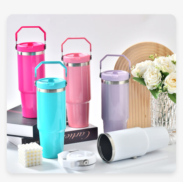 30oz Glossy Color Flip Straw Water Bottles for Blank Sublimation 25Pack China Warehouse