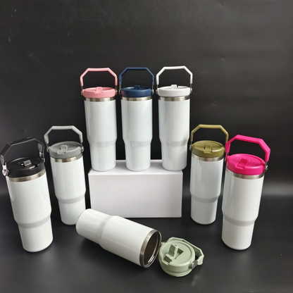 30oz Glossy White Sublimation Water Bottles With Flip Straw Lids 20 Pack China Warehouse
