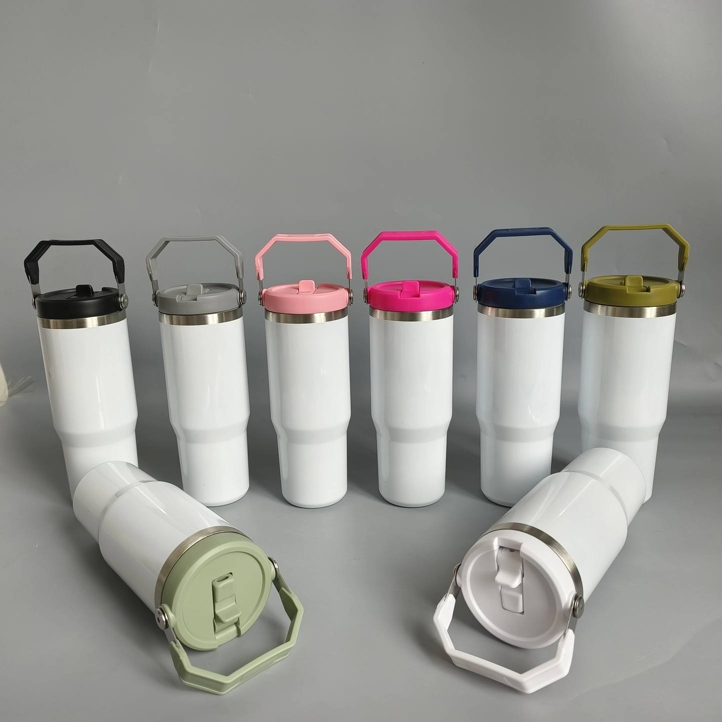 30oz Glossy White Sublimation Water Bottles With Flip Straw Lids 20 Pack China Warehouse