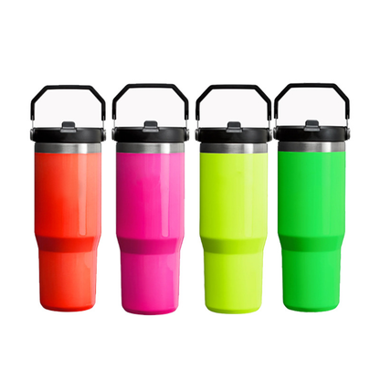 30oz Neon Color Blank Sublimation Flip Straw Water Bottles 20Pack USA Warehouse