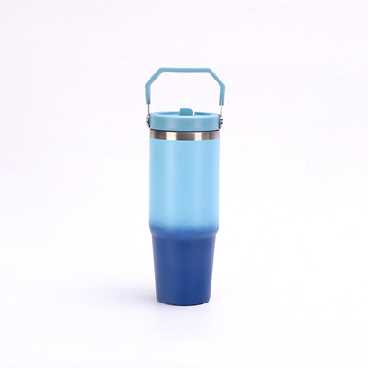 30oz Ombre Color Powder Coating Flip Straw Lids Water Bottles for Laser Engrvaed 25Pack China Warehouse