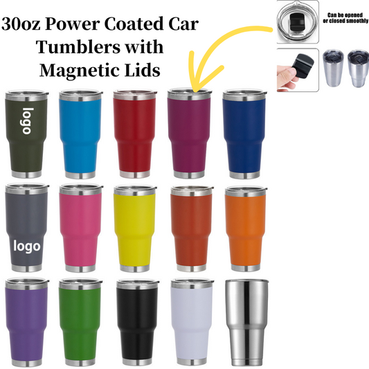 30oz Powder Coated Car Tumblers for Laser Engraving with Magnetic Lids 25 Pack China Warehouse