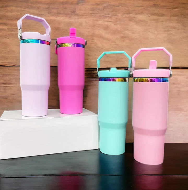 🌈 30oz Rainbow Underneath Flip Straw Water Bottoles Iceflow Tumblers for Laser Engrvaing 20Pack USA Warehouse