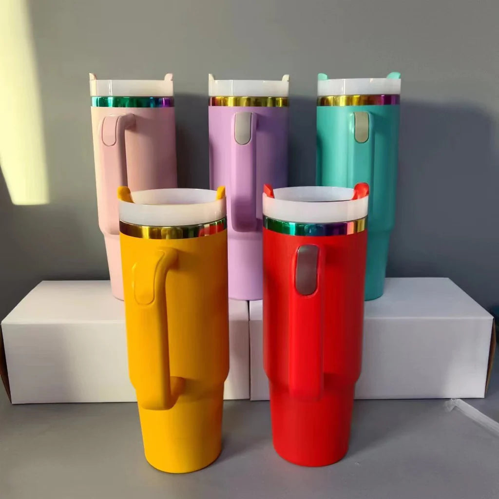 H2.0 30oz Rainbow Plated Power Coated Quencher Tumblers for Laser Engraving 20Pack China Warehouse
