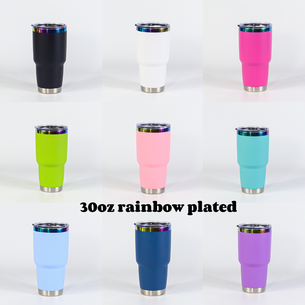 20oz 30oz Gold/Rainbow Plated Car Tumblers for Laser Engraved 50Pack China Warehouse