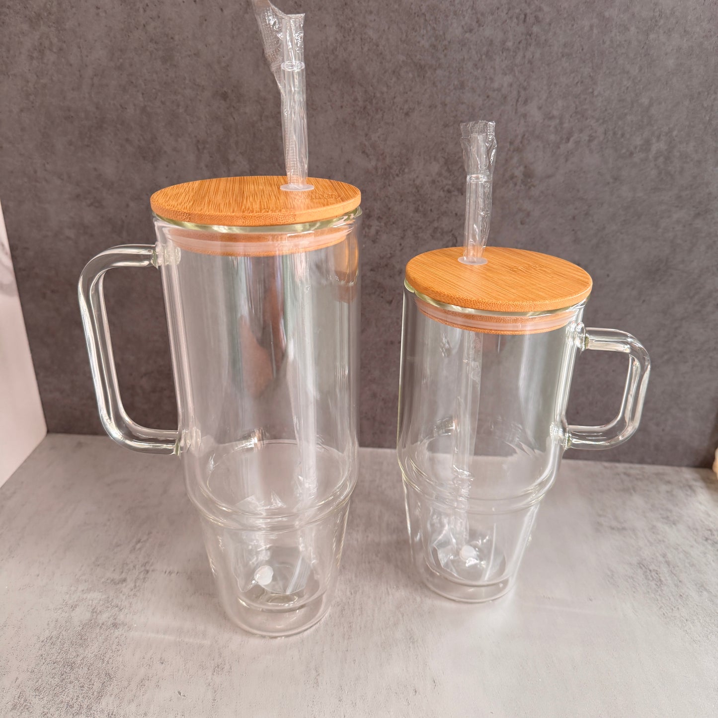 32oz 40oz Snow Globe Glass Can with Handle for Sublimation Pre Drilled Hole and with Plug 12Pack China Warehouse