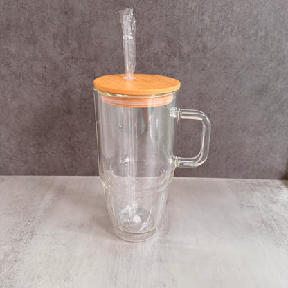 32oz 40oz Snow Globe Glass Can with Handle for Sublimation Pre Drilled Hole and with Plug 12Pack China Warehouse