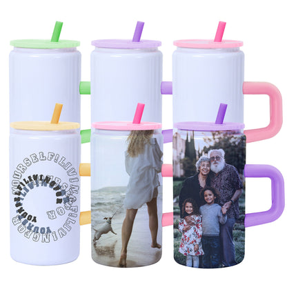 25 Pack 16oz Stainless Steel Can With Handle for Sublimation Double Wall Blank White Sub Metal Mugs for UV DTF Wraps