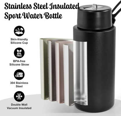 34oz FrankGreen Outdoor Powder Coated Water Bottles with Silicone Handle 25Pack USA Warehouse