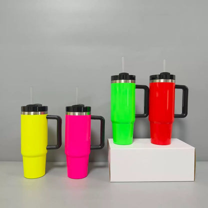 20Pack China Warehouse H2.0 30oz Neon Color Blank Sublimation Quencher Tumblers With Handle