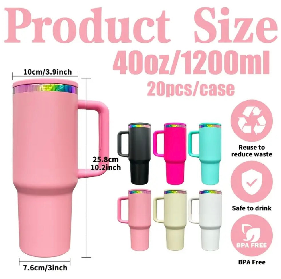 20Pack USA Warehosue 🌈H2.0 40oz Rainbow Plated Power Coated Tumblers with Leak Proof Lids for Laser Engraved