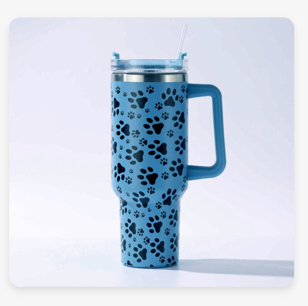 H1.0 40oz Paw Print Stainless Steel Travel Mugs with Handle 20Pack China Warehouse