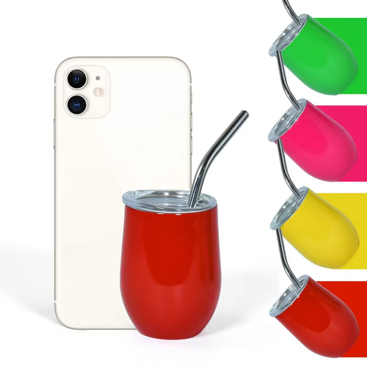 3oz Mini Neon Color Sublimation Wine Tumblers with Stainless Steel Straw 48Pack USA Warehouse