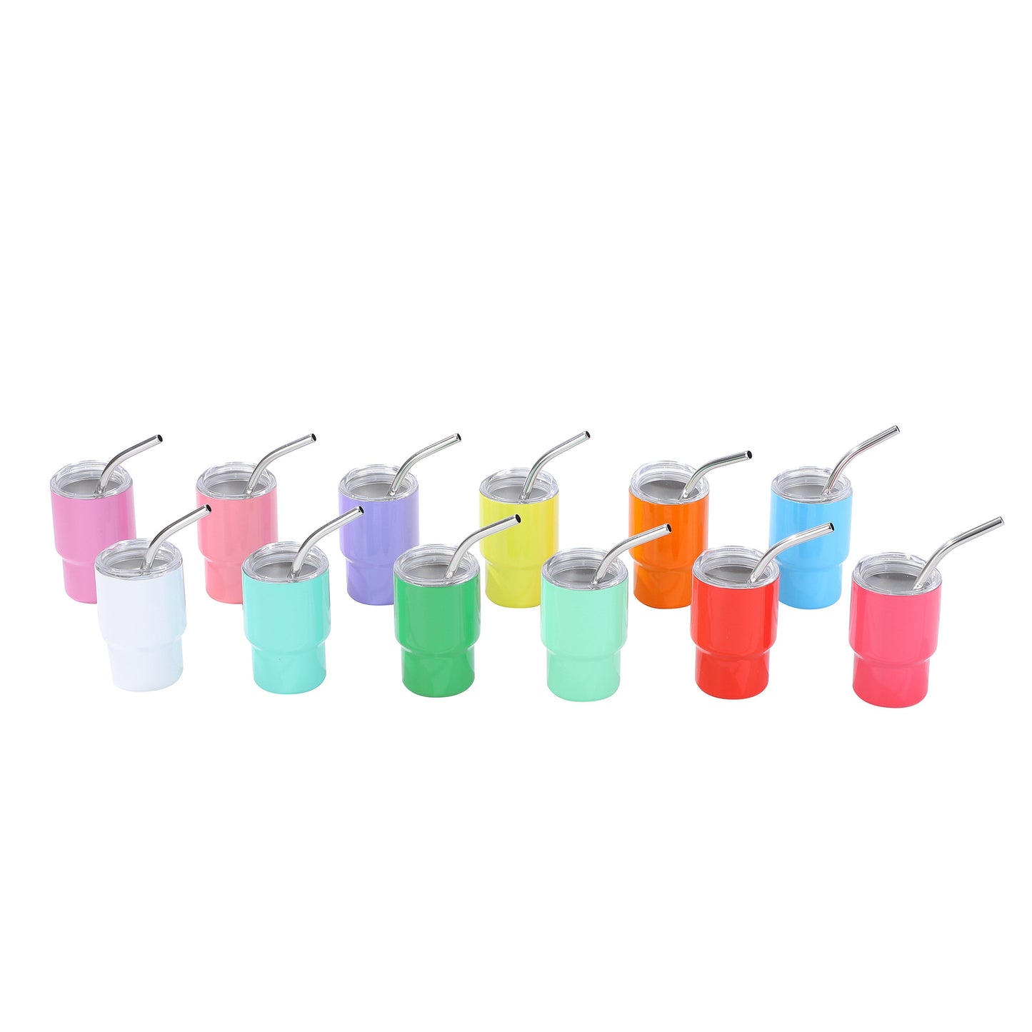 48Pack China Warehouse 3oz Mini Shot Tumblers for Blank Sublimation Cute Stainless Steel Cups with Metal Straw for Party