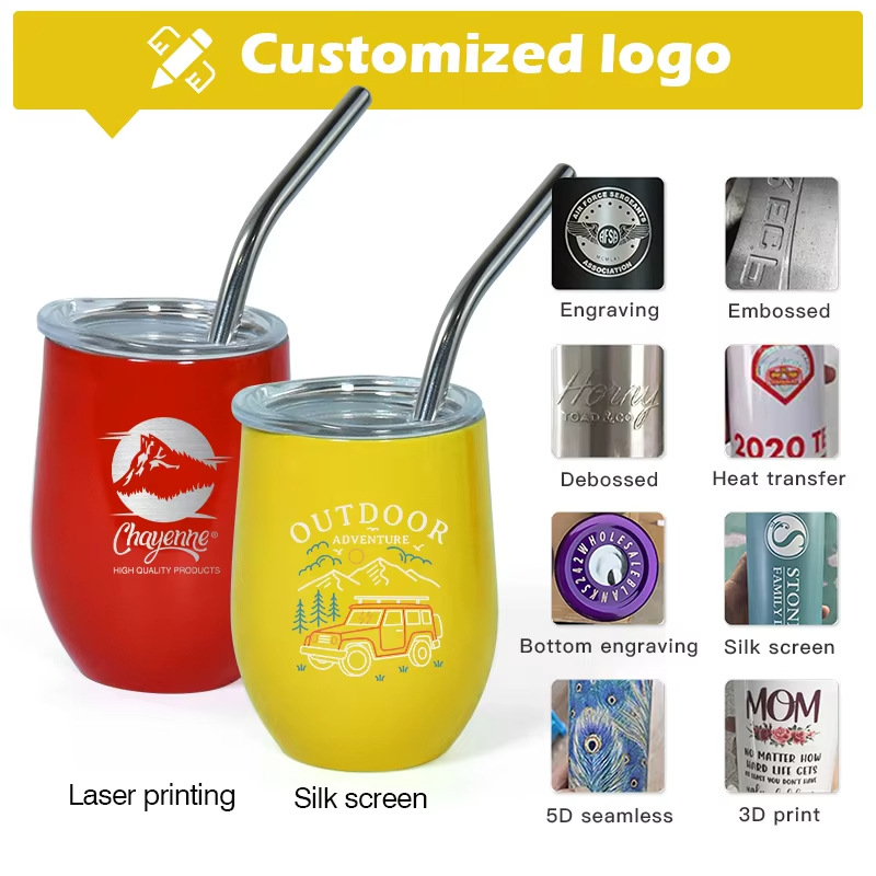 3oz Mini Neon Color Sublimation Wine Tumblers with Stainless Steel Straw 48Pack USA Warehouse