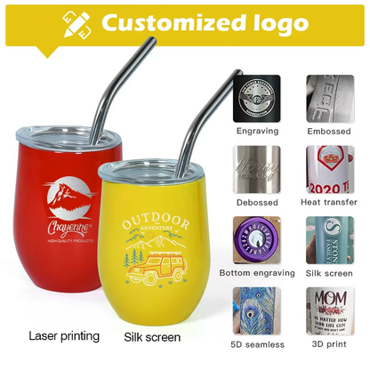 3oz Mini Neon Color Sublimation Wine Tumblers with Stainless Steel Straw 48Pack USA Warehouse
