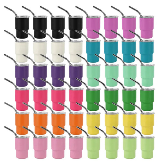 48Pack Party Mini 3oz Powder Coated Stianelss Steel Shot Tumblers for Laser Engraving USA Warehouse Ship
