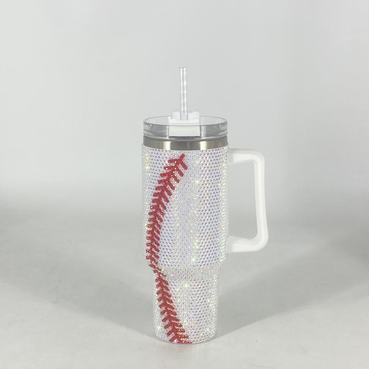 H1.0 40oz Baseball Bling Rhinestone Tumblers with Handle 20 Pack USA Warehouse