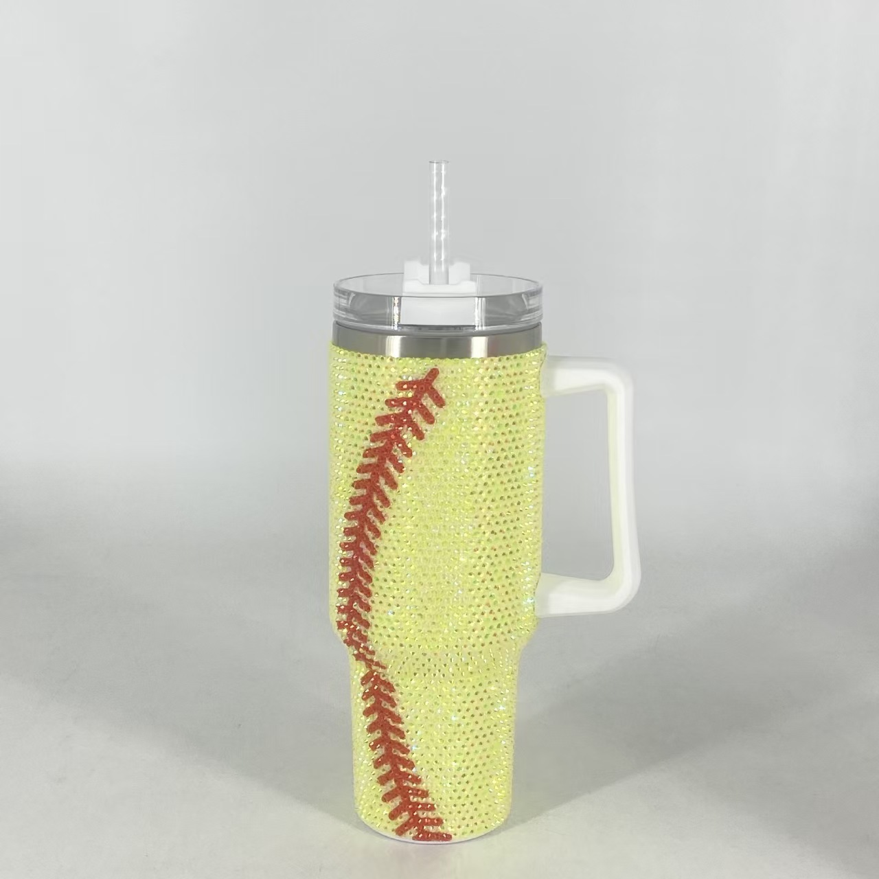 H1.0 40oz Baseball Bling Rhinestone Tumblers with Handle 20 Pack USA Warehouse