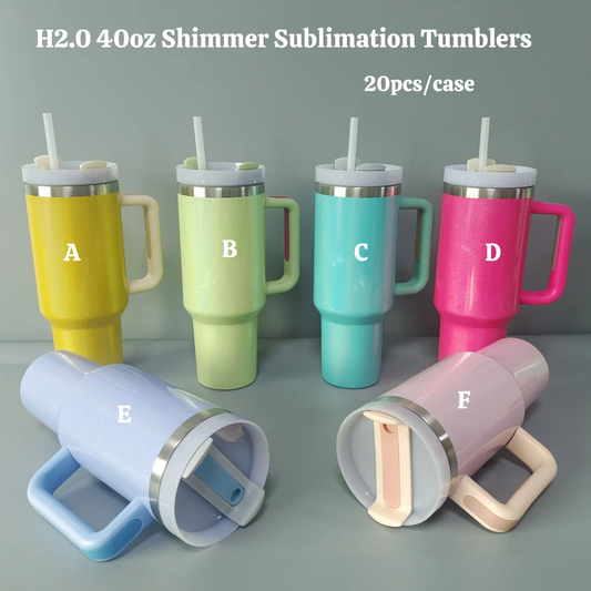 H2.0 40oz Shimmer Style Tumblers for Blank Sublimation 20 Pack China Warehouse