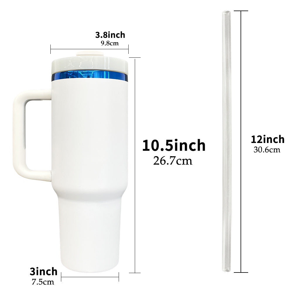 40oz Blue Plated Quencher Tumblers with Handle for Laser Engraving 20Pack China Warehouse