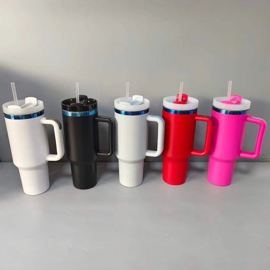 40oz Blue Plated Quencher Tumblers with Handle for Laser Engraving 20Pack China Warehouse