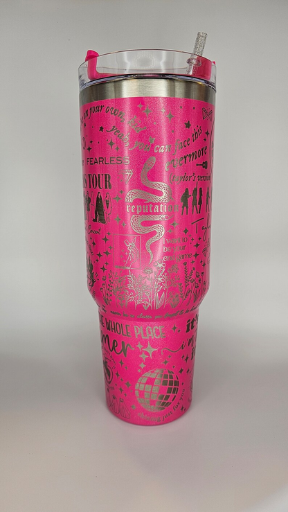 💖H2.0 40oz Hot Pink Quencher Tumblers with Sliver Underneath for Laser Engraving 20Pack China Warehouse