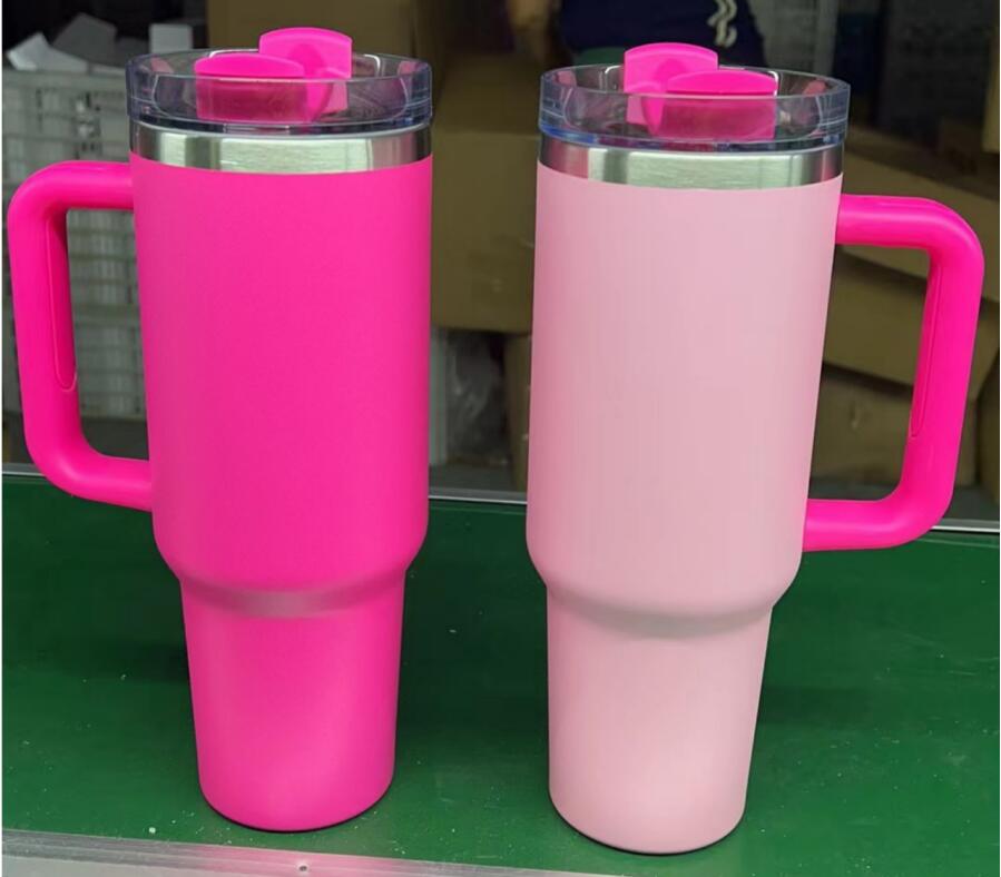 20Pack USA Warehouse 💖H2.0 40oz Hot Pink Quencher Tumblers with Sliver Underneath for Laser Engraving