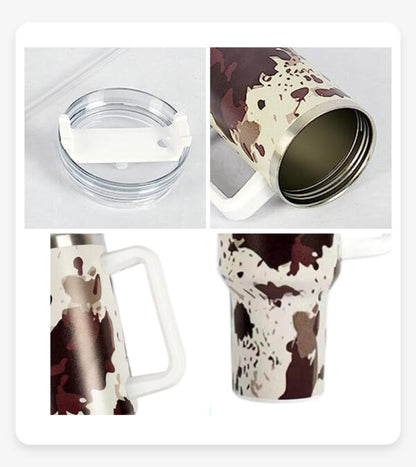 40oz 3D Leopard Print Tumblers with Handle Insulated Vacuum Stainless Steel Travel Mugs 20Pack China Warehouse
