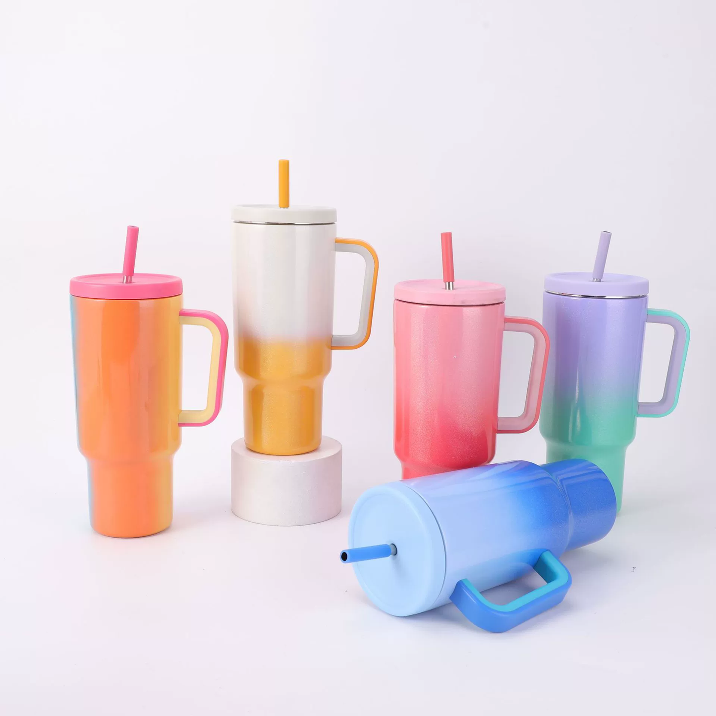40oz Mekoy Style Ombre Shimmer Color Tumblers with Handle for Laser Engraving 20Pack China Warehouse