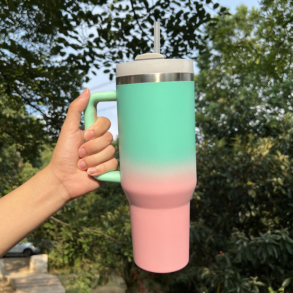 H2.0 40oz Ombre Color Powder Coated Stainless Steel Tumblers for Laser Engraving 20Pack China Warehouse