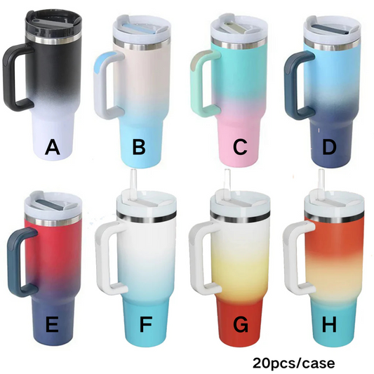 H2.0 40oz Ombre Color Powder Coated Stainless Steel Tumblers for Laser Engraving 20Pack China Warehouse