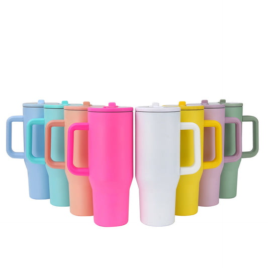 40oz Sublimation Macaron Color Tumblers with Leak Proof Lids Also Work for Laser Engraved 16 Pack USA Warehouse