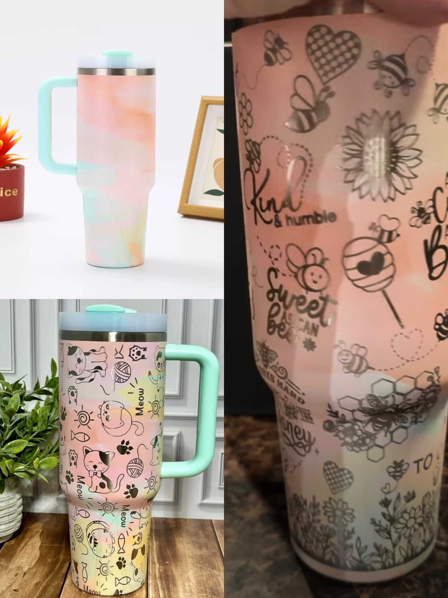 H2.0 40oz Warm Serene Brushstrokes Tie Dye Quencher Tumblers For Laser Engraving 20Pack China Warehouse