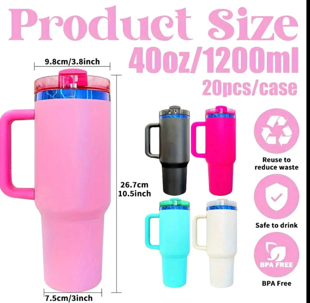 20Pack USA Warehouse💙💎 40oz Blue Plated Power Coated Quencher Tumblers Travel Mugs for Laser Engraving